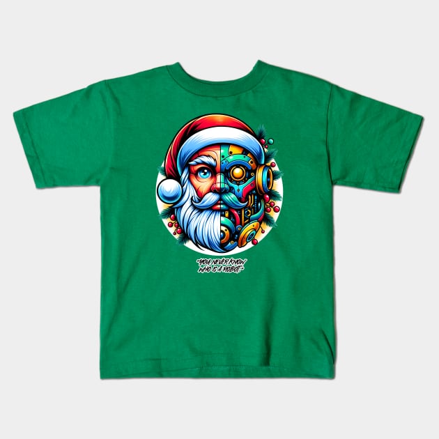 Merry Christmas Santabot Kids T-Shirt by DrextorArtist